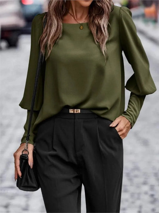 Round Neck Lantern Blouse