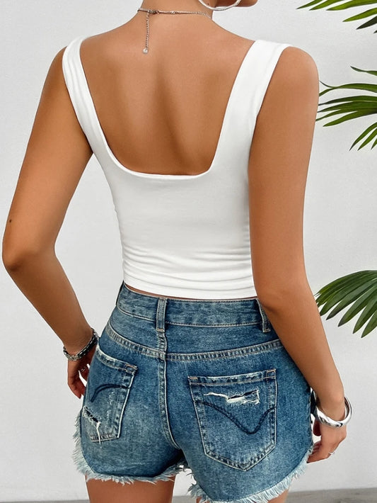 Solid color slim fit twist halter top