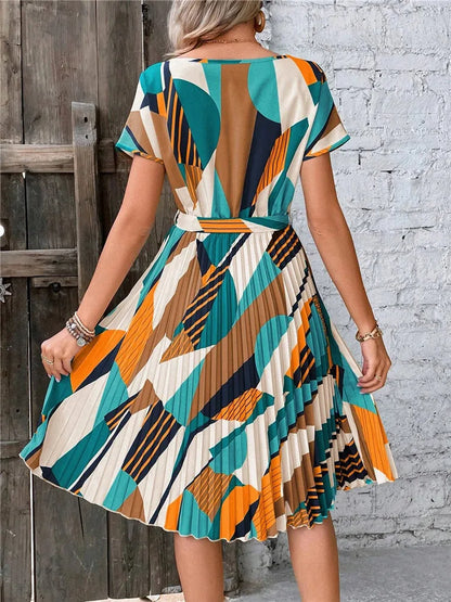 Tie Waist Short Sleeve Dress
