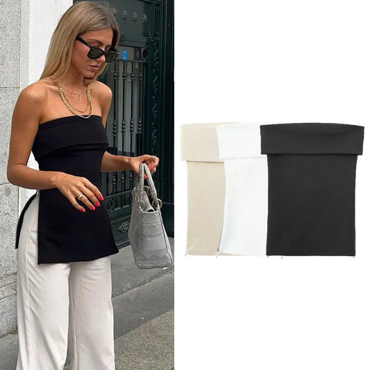 Minimalist Strapless Fold-Over Top