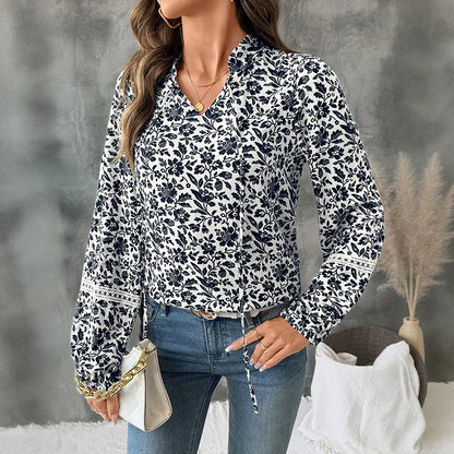 Casual Retro Strappy V-Neck Floral Top
