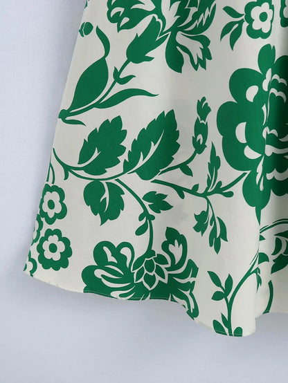 Cotton Printed Tie Waist Shirt Dress