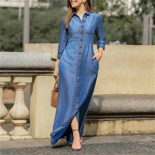Full Size-Down Maxi Denis Dress