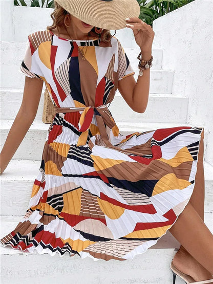 Tie Waist Short Sleeve Dress