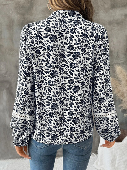 Casual Retro Strappy V-Neck Floral Top