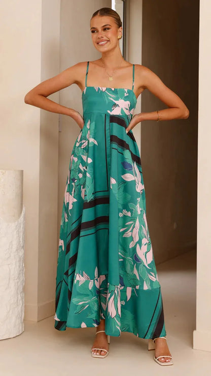 Printed Square Neck Cami Maxi Dress