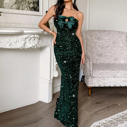 Elegante evening gown strapless long dress