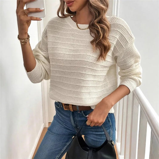 Round Neck Bow-Back Knit Top