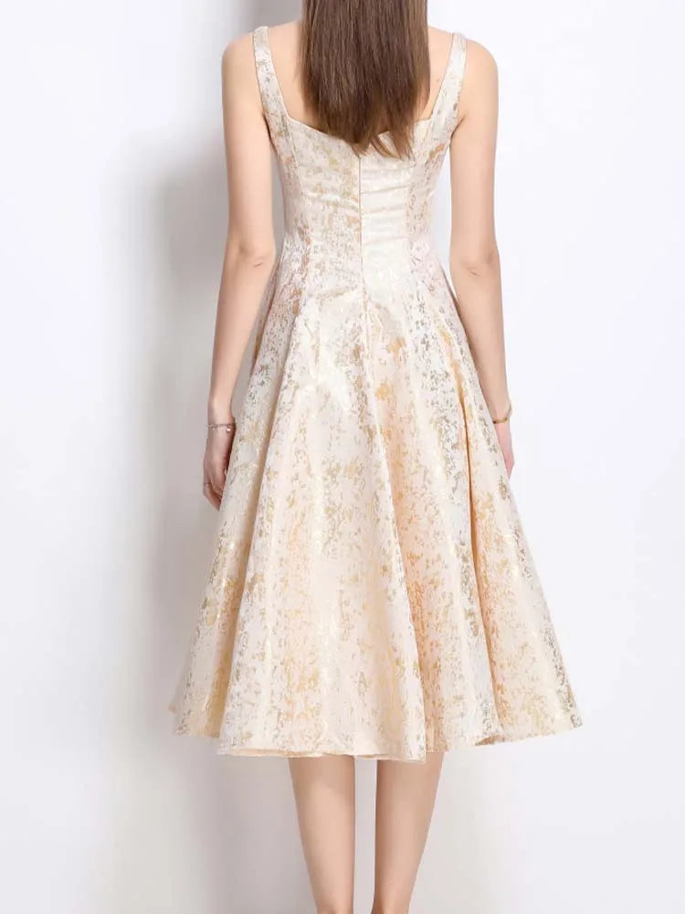 Floral A-Line Sleeveless Midi Dress