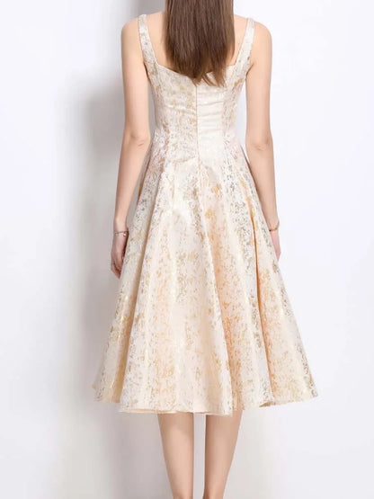 Floral A-Line Sleeveless Midi Dress