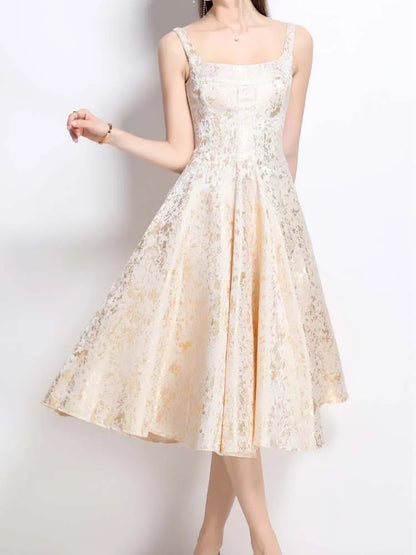 Floral A-Line Sleeveless Midi Dress