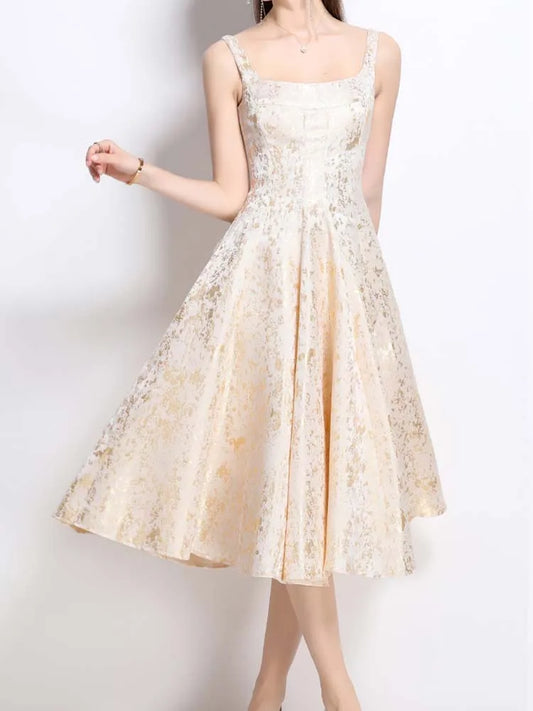 Floral A-Line Sleeveless Midi Dress
