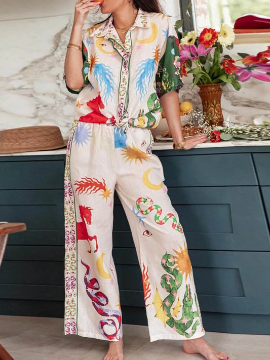 Printed Half Sleeve Shirt and Pants Set