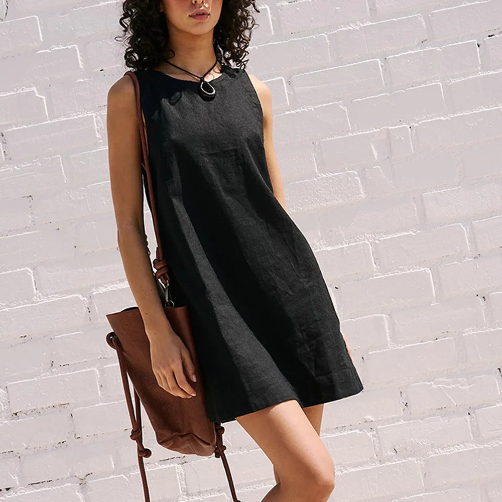 Backless Sleeveless Denim Mini Dress