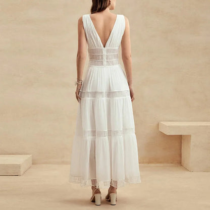 Tiered V-Neck Sleeveless Maxi Dress