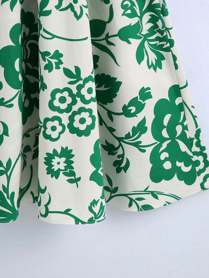 Cotton Printed Tie Waist Shirt Dress