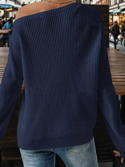 One Shoulder Ribbed Knit Top