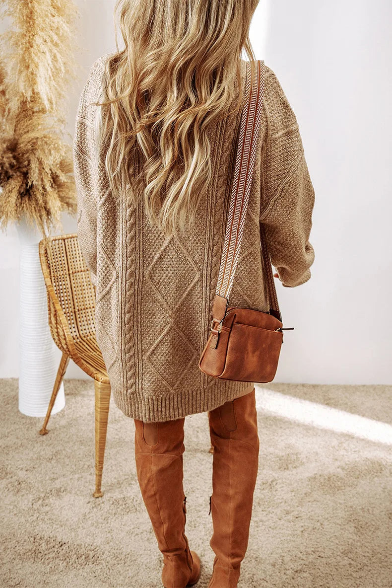 Lila’s Cable Knit Drop Shoulder Loose Fit Sweater Dress