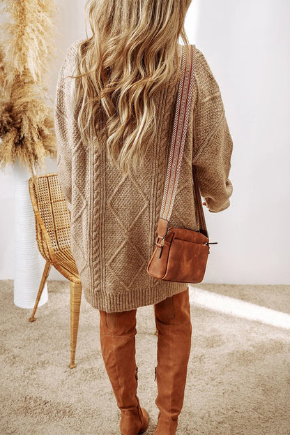 Lila’s Cable Knit Drop Shoulder Loose Fit Sweater Dress