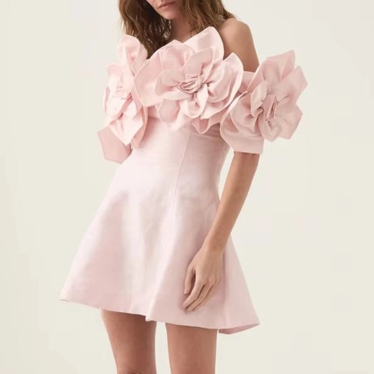 Flower Off-Shoulder Mini Dress