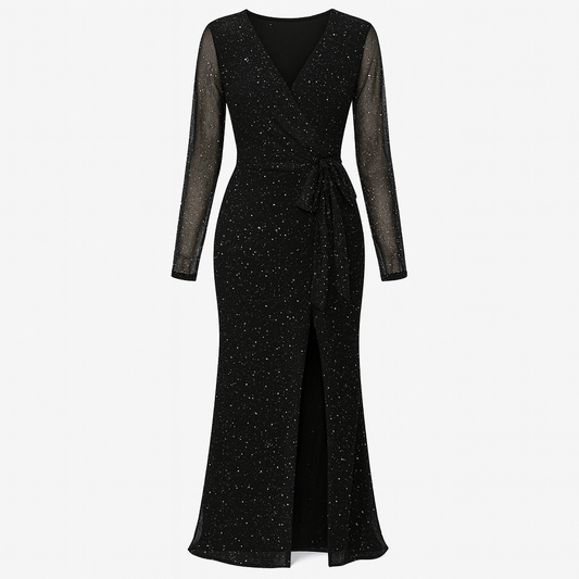 V-neck hip sexy cross-over midi dress cocktail dress