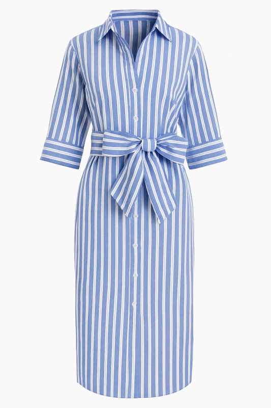 Striped Long Sleeve Shirt Dress