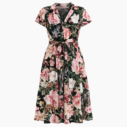 Floral Short Sleeve Midi Dress